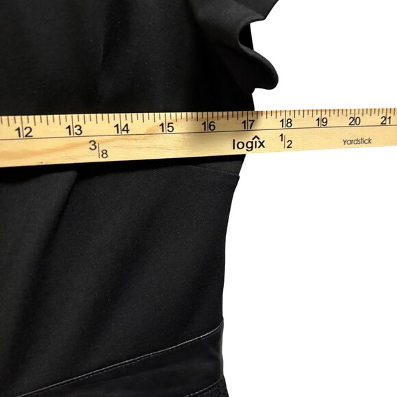 Karl Lagerfeld Paris Black Short-Sleeve Dress W/ Faux Leather Trim Size 8 - Picture 6 of 9